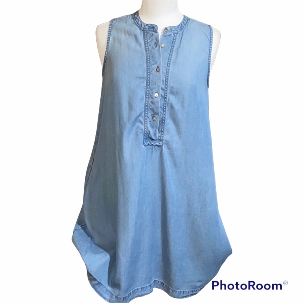 Chambray Dress Sleeveless and Button down (Sm)